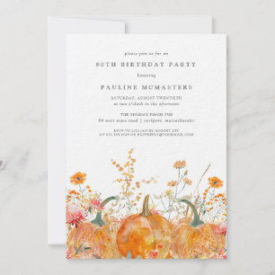 Invitation Fleur sauvage Citrouille de luxe Automne 80e anniv