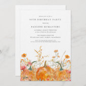 Invitation Fleur sauvage Citrouille de luxe automne 90e anniv (Devant / Derrière)