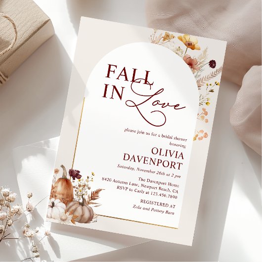 Invitation Fleur sauvage Citrouille  Fête des mariées Arc