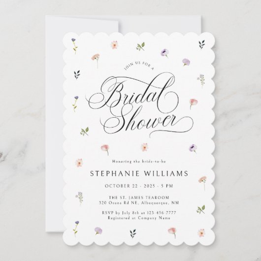 Invitation Fleur sauvage classique à la douche nup (Devant)