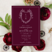 Invitation Fleur sauvage classique de Bourgogne Monogram Cres
