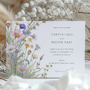 Invitation Fleur sauvage classique Elégant Pastel Wedding Inv