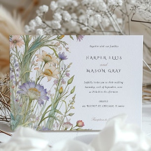 Invitation Fleur sauvage classique Elégant Pastel Wedding Inv