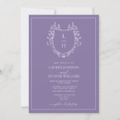 Invitation Fleur sauvage classique Monogram Crest Mariage (Devant)