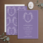 Invitation Fleur sauvage classique Monogram Crest Mariage