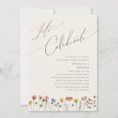Invitation Fleur sauvage coloré | Beige Fêtons (Devant)