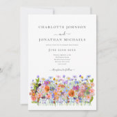 Invitation Fleur sauvage coloré Boho QR Code Mariage (Devant)