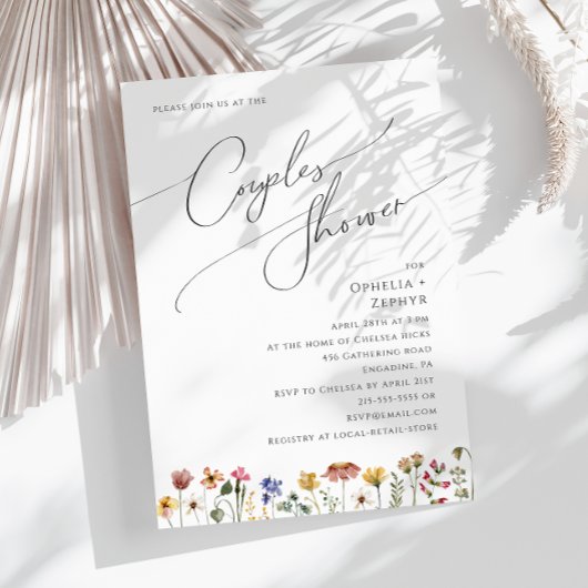 Invitation Fleur sauvage coloré | Douche Couples