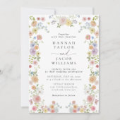 Invitation Fleur sauvage coloré Floral QR Code Mariage (Devant)