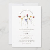 Invitation Fleur sauvage coloré huitième fête d'anniversaire (Devant)