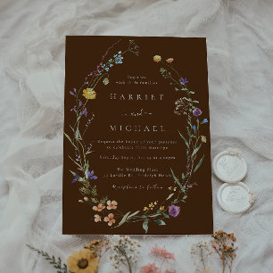 Invitation Fleur sauvage coloré Mariage de couronne fleurie