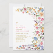 Invitation Fleur sauvage coloré Meadow Girl Baptême (Devant)