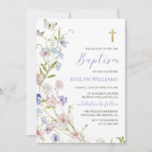 Invitation Fleur sauvage coloré Meadow Girl Baptême (Devant)