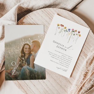 Invitation Fleur sauvage coloré   Monogram Photo Mariage Invi