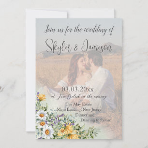 Invitation Fleur sauvage coloré Photo QR Code Mariage