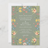 Invitation Fleur sauvage coloré Sage Green Garden Mariage (Devant)