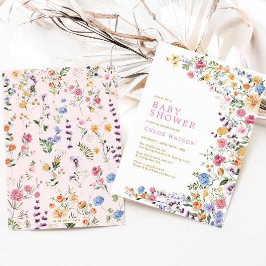 Invitation Fleur sauvage coloré Spring Garden Baby shower fil