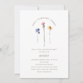 Invitation Fleur sauvage coloré Troisième fête d'anniversaire (Devant)