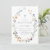 Invitation Fleur sauvage coloré Wreath Baby Baptême (Debout devant)