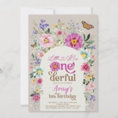 Invitation Fleur sauvage colorée Anniversaire Miss ONE ONEder (Devant)