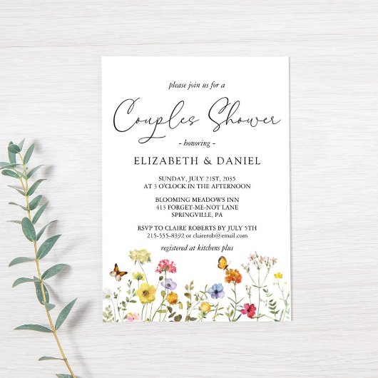 Invitation Fleur sauvage Colorful Botanical Couples Douche