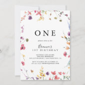 Invitation Fleur sauvage couleur classique Première fête d'an (Devant)