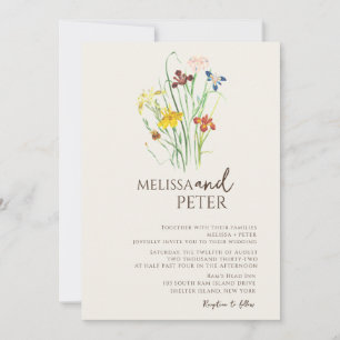 Invitation Fleur sauvage couleur Monogramme beige Mariage pho