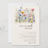 Invitation Fleur sauvage couleur Monogramme beige Mariage pho (Devant)
