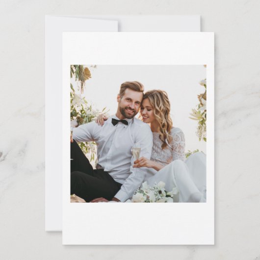 Invitation Fleur sauvage couleur Monogramme beige Mariage pho (Dos)