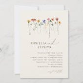 Invitation Fleur sauvage couleur Monogramme beige Mariage pho (Devant)