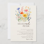 Invitation Fleur sauvage couleur Monogramme beige Mariage pho (Devant)