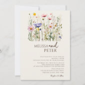 Invitation Fleur sauvage couleur Monogramme beige Mariage pho (Devant)