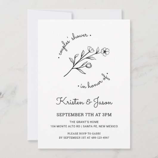 Invitation fleur sauvage Couples Douche (Devant)