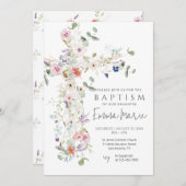 Invitation fleur sauvage Cross Baptism (Devant / Derrière)