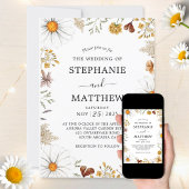 Invitation Fleur sauvage Daisies Botanique Mariage d'aquarell