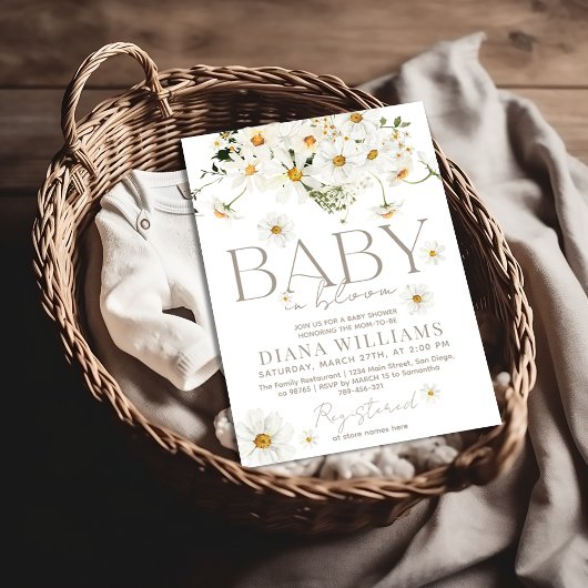 Invitation Fleur sauvage Daisy Boho bébé dans douche fleurie