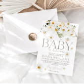 Invitation Fleur sauvage Daisy Boho bébé dans douche fleurie