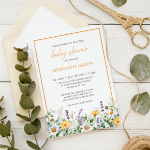 Invitation Fleur sauvage Daisy Lavender Boho Garden Baby show