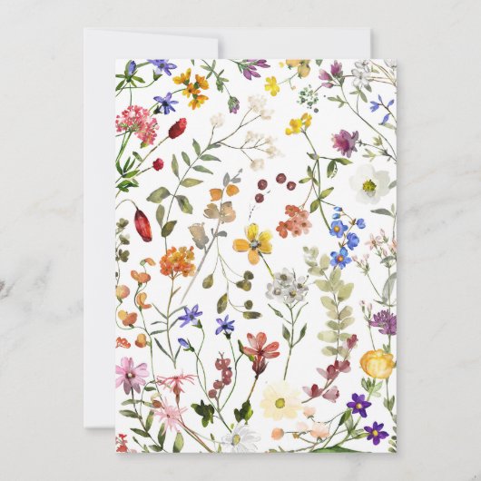Invitation Fleur sauvage d'aquarelle (Dos)