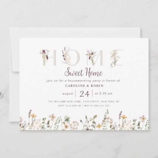 Invitation fleur sauvage d'aquarelle (Devant)