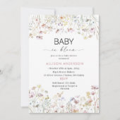Invitation Fleur sauvage d'aquarelle bébé dans le Baby shower (Devant)