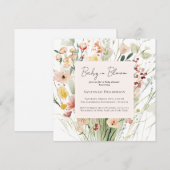 Invitation Fleur sauvage d'aquarelle bébé dans le Baby shower (Devant / Derrière)