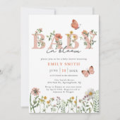 Invitation Fleur sauvage d'aquarelle bébé dans le Baby shower (Devant)