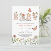 Invitation Fleur sauvage d'aquarelle bébé dans le Baby shower (Debout devant)