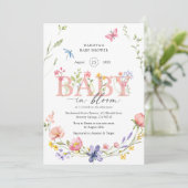 Invitation Fleur sauvage d'aquarelle bébé dans le Baby shower (Debout devant)