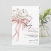 Invitation Fleur sauvage d'aquarelle bébé en fleurs Baby show (Debout devant)
