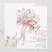 Invitation Fleur sauvage d'aquarelle bébé en fleurs Baby show (Devant / Derrière)