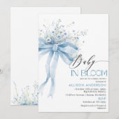Invitation Fleur sauvage d'aquarelle bébé en fleurs Baby show (Devant / Derrière)