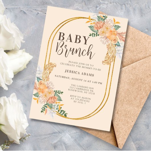 Invitation Fleur sauvage d'aquarelle Boho Baby Brunch