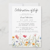 Invitation Fleur sauvage d'aquarelle Célébration des funérail (Devant)